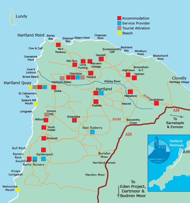Map Hartland Peninsula North Devon