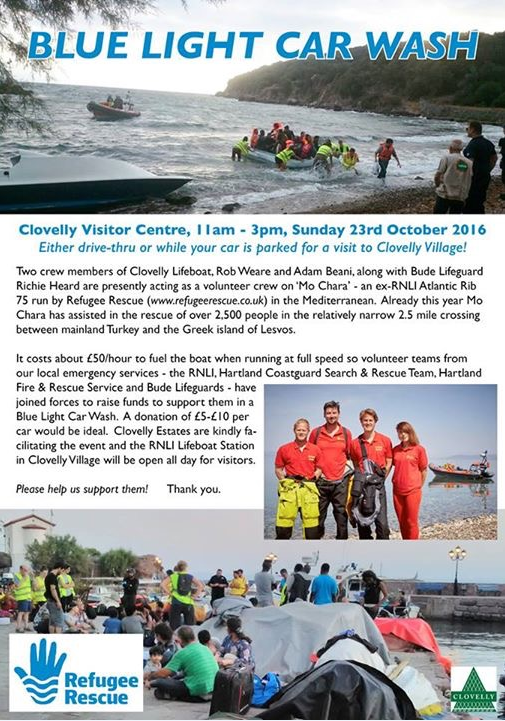 Refugee Rescue Blue Light Car Wash Day 23rd October 2016 at Clovelly