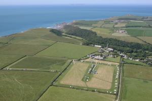 Aerial view of Stoke Barton Caravan & Camping site, Hartland, North Devon