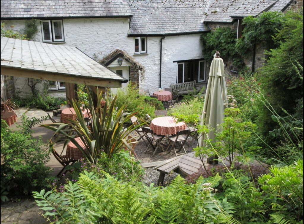 The tea terrace at award winning Docton Mill Gardens and Tea Room, Hartland, North Devon