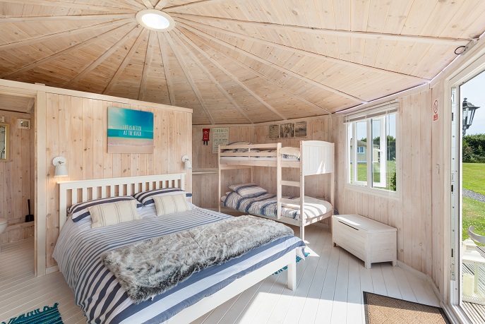 Bedroom and Bunk Beds, Coastal Cabins, Hartland